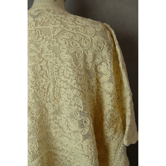 Tuckernuck Lace Cotton Crochet Poncho Womens XS/S Ivory V Neck Boho Tunic - Picture 7 of 12